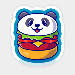 Cute Panda Burger Cartoon Illustration Sticker